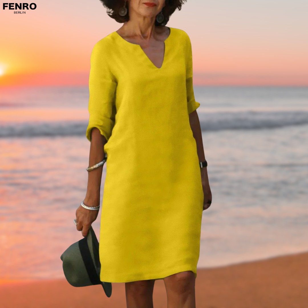 Celia™ | Bequemes Leinenkleid
