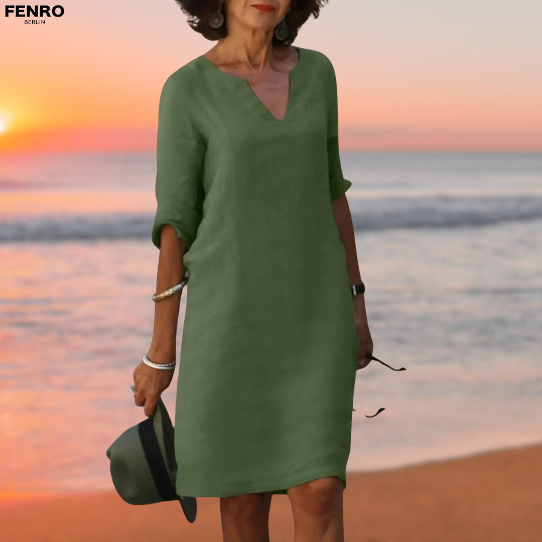 Celia™ | Bequemes Leinenkleid