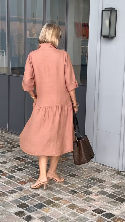 Angela™ – Dekolleté-Bademantel aus Leinen und Baumwolle