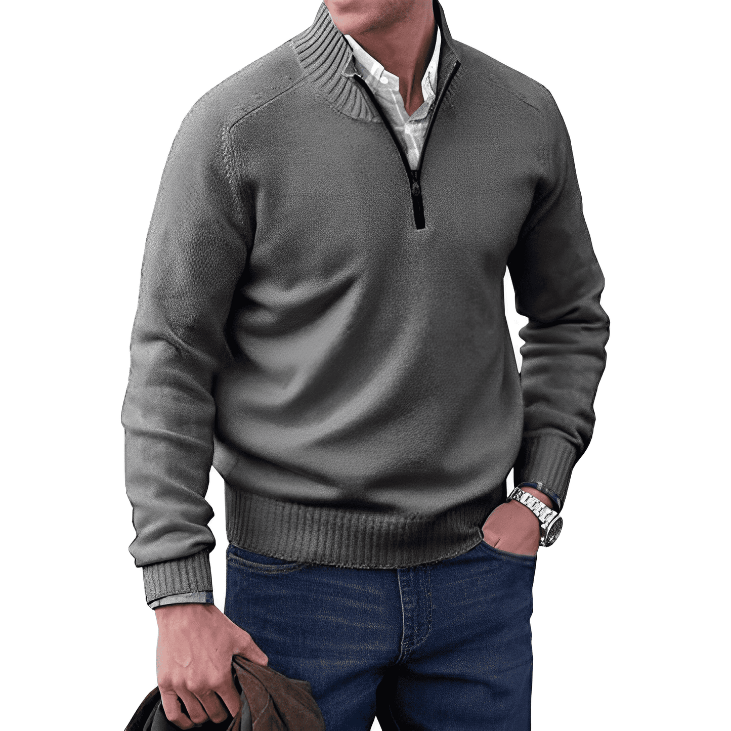 Duco™ - Kaschmirpullover mit Reißverschluss 