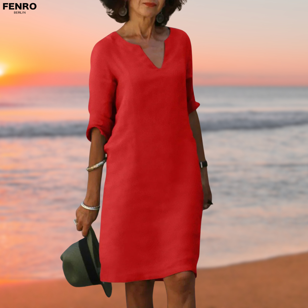 Celia™ | Bequemes Leinenkleid