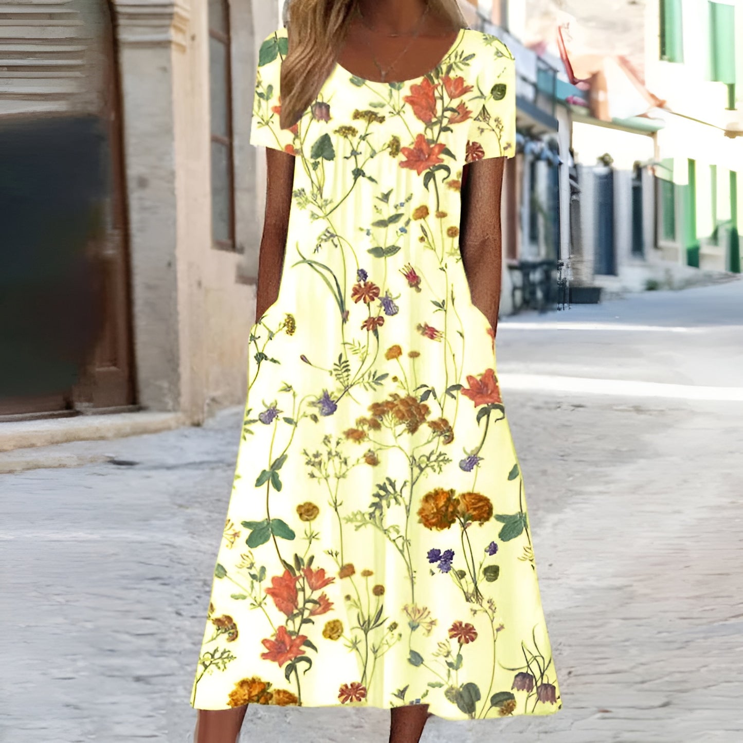 Anouk™ – Blumengewand mit Schutz am Bauch
