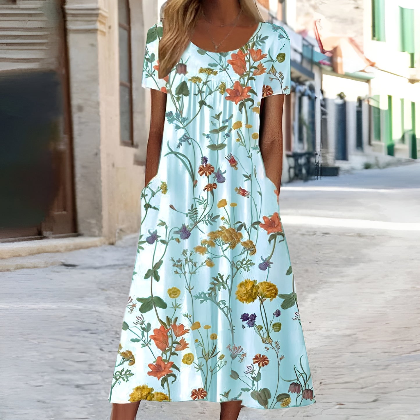 Anouk™ – Blumengewand mit Schutz am Bauch