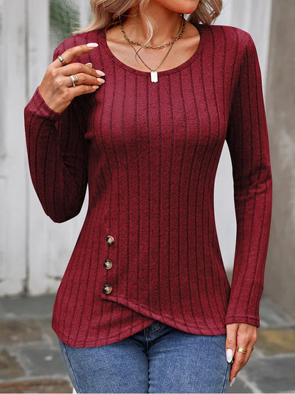 Laura™ – Geripptes Top mit Knopfdetails
